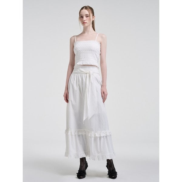 [리퍼브] String Layered Sleeveless Blouse, White