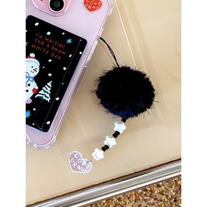 Little Tail-Black Pompom Beads Strap/Keyring&Tok