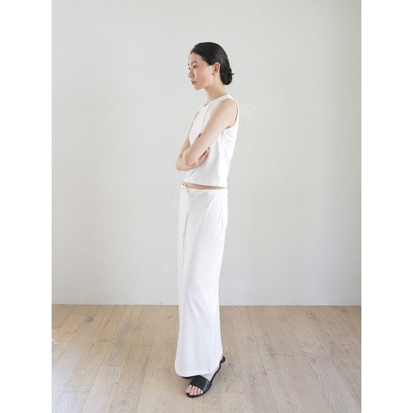 Drawstring maxi skirt (White)