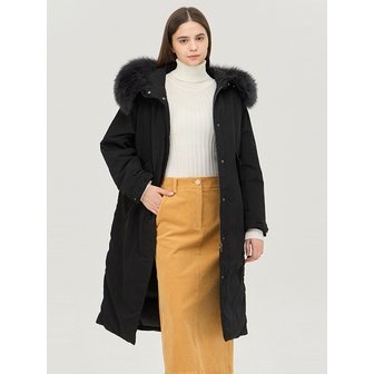 베네통 브론즈 폭스 퍼 구스 롱 패딩_BAPD55461BK