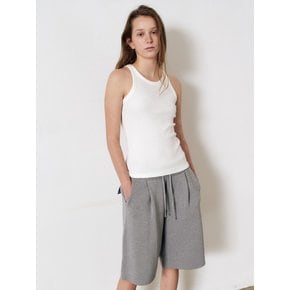 W One-Tuck Knit Shorts_Light Grey