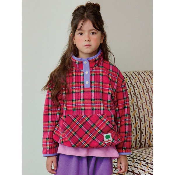 체크플리스아노락(핑크)