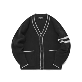 SP WOOL VARSITY CARDIGAN-BLACK