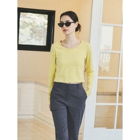 Every Day U-neck Semi Crop T-shirt_CTT314(Yellow)