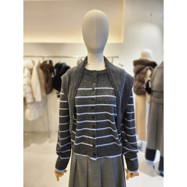 [여주점] [JJ 지고트] 여성 울 스트라이프 가디건+머플러셋트GRCR1CD701