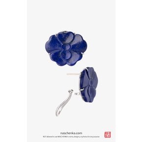 청금석귀걸이 라피스라쥴리귀걸이 가로형 푸른꽃