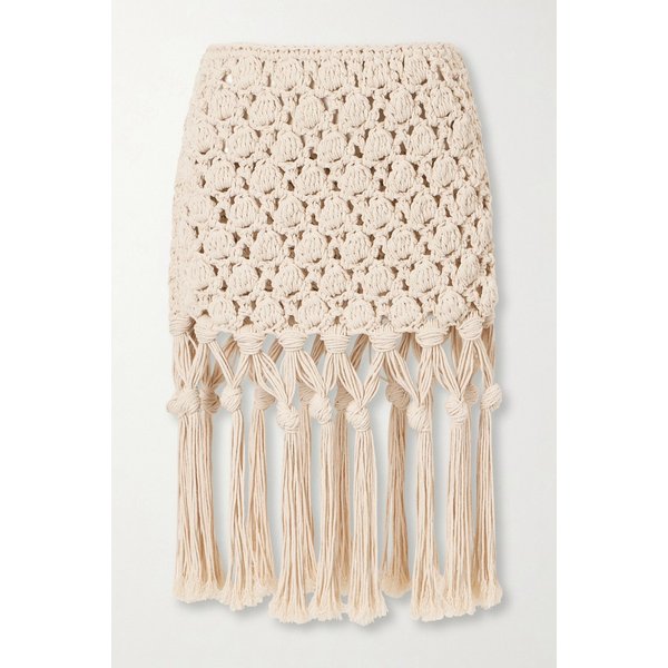 프린지 크로셰 니트 코튼 미니 스커트 46376663163031954