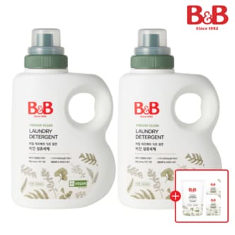 비앤비 비건 섬유세제 1500ml 용기형 2입 +비건 섬유세제 800ml  2입