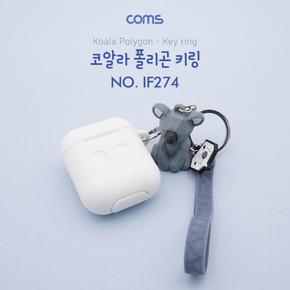 키링 열쇠고리 키홀더 Coms 손목 고리 스트랩열쇠 코알라 동물 폴리곤 기하학적 패턴 X ( 2매입 )