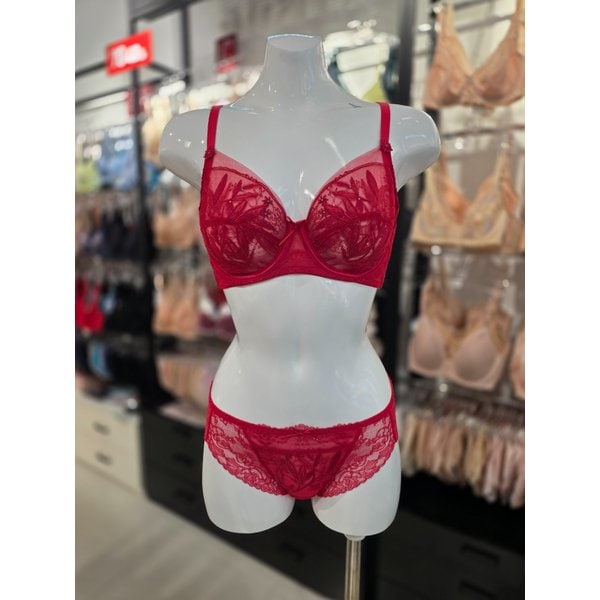 [시흥점] S 비너스 ) 오르화 쉬폰레이스 홑겹 브라, 망레이스 팬티 세트 [OBR7863/OPT7863S-RD]