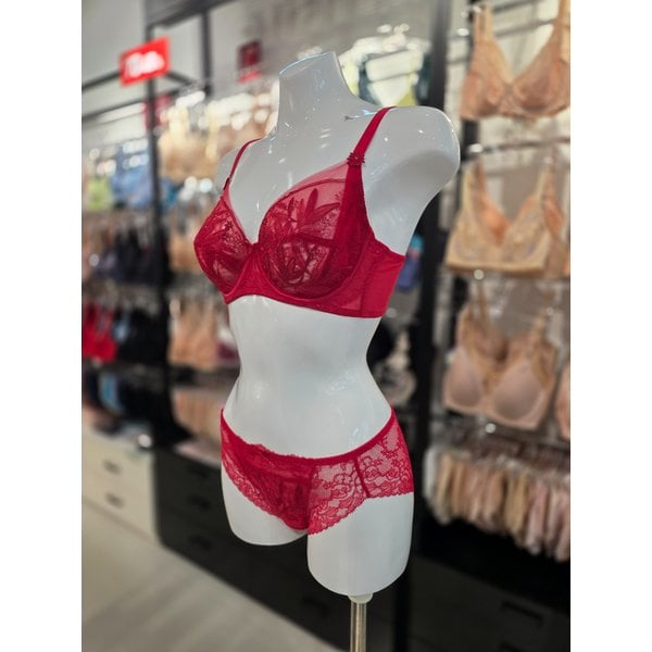 [시흥점] S 비너스 ) 오르화 쉬폰레이스 홑겹 브라, 망레이스 팬티 세트 [OBR7863/OPT7863S-RD]