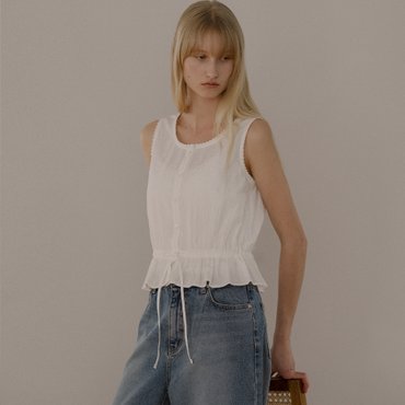 노운베러 Lace shirring sleeveless blouse KNSS04BL03_Ivory