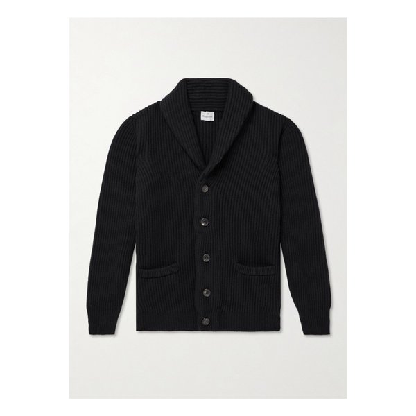 숄 칼라 골지 울 가디건 블랙 1647597355720385