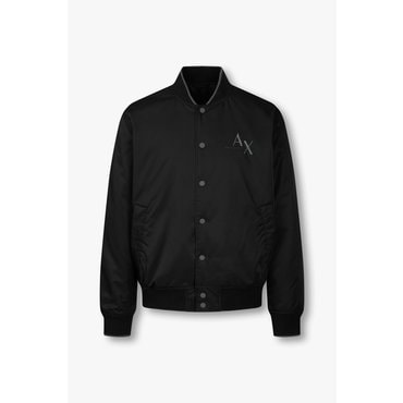 ARMANI EXCHANGE AX 남성 자수 AX 로고 봄버 자켓-블랙(A414110007)