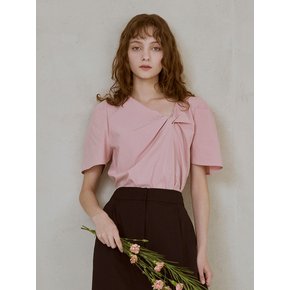 Twisted neck volume puff blouse (2color)