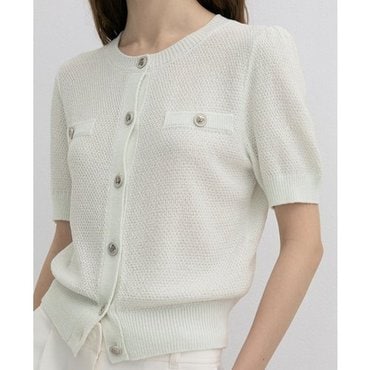 리스트 라운드넥 반팔 가디건