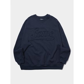 Applique SOME Lettering Logo Embroidery Overfit Sweatshirt Man to Man [Blue]