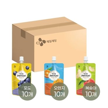  쁘띠첼 워터젤리 130ml x30개(포도 10개+오렌지 10개+복숭아 10개)