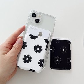 /더나인몰 black marguerite flower pattern [맥세이프 카드슬롯]