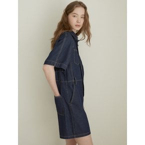 Denim short overall (dark blue)