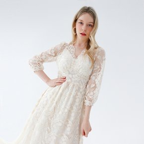 블루밍 플로럴 레이스 드레스 (아이보리) Blooming floral lace dress (Ivory)