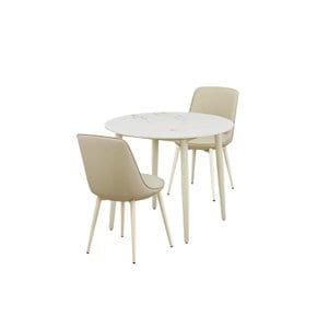 [희망일배송]브로도 세라믹 원형식탁 2인세트 90cm 화이트_체어 2EA