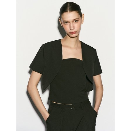리이 BOLERO HALF SLEEVED CROPPED JACKET BLACK