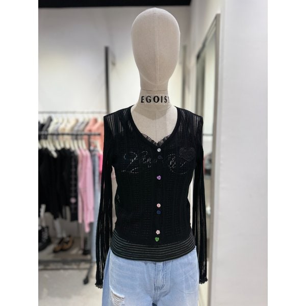 [여주점] 단추 포인트 메쉬 니트가디건 ES2OKG53