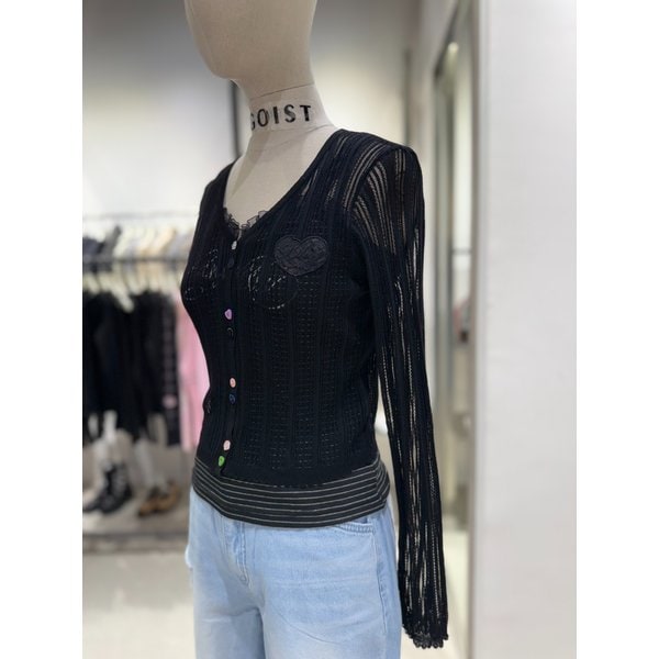 [여주점] 단추 포인트 메쉬 니트가디건 ES2OKG53