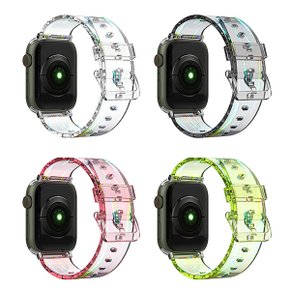 애플워치 울트라 SE 8 7 6 5 4 3 2 1 세대 클리어 프리즘 투명 컬러 스트랩 TPU 실리콘 스포츠 밴드 시계 줄