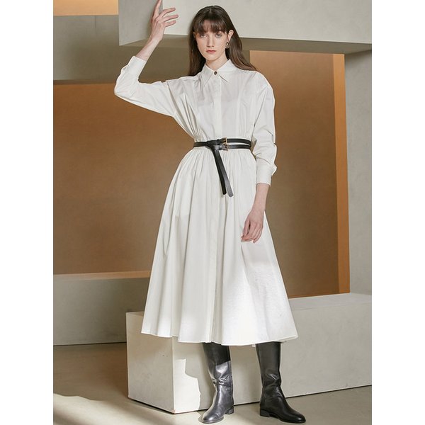 Stitch shirring dress - white