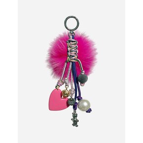 Multi Weaving Fur Keyring - Pink Fur