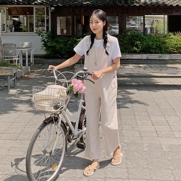 핫핑 벨로나 포켓 코튼 와이드 멜빵팬츠 H_PT8258