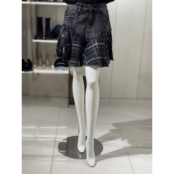 [파주점] 레이스업 체크믹스  미니스커트(ER4ODS51)
