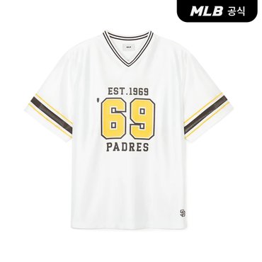 MLB [코리아공식] 바시티 스포츠 브이넥 반팔 티셔츠 (Wh)