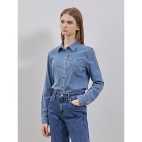 DENIM BASIC ONE POCKET SHIRT BLUE