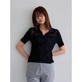 AR_Pitting v-neck collar top_BLACK