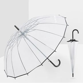 16살대 투명 장우산 장마 튼튼한 자동 비닐 투명우산