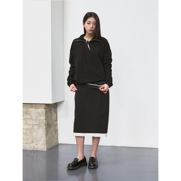 언발란스 테리 하프 집업 [black]