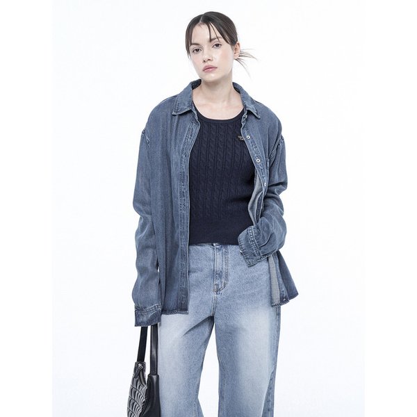 오버피트 워싱 데님셔츠 다크/W251SH02DK