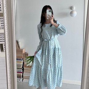 스윗 플라워 꽃무늬  라운드 긴팔 원피스