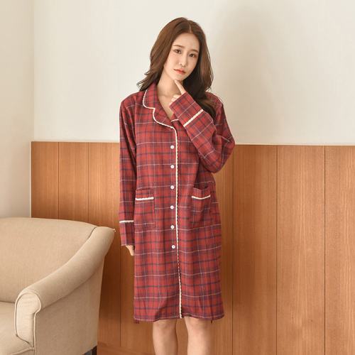 김양리빙 / 순면기모 트리 체크 겨울 커플 파자마 잠옷