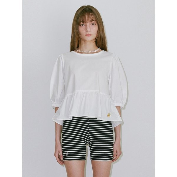 Medal Back ribbon blouse IVORY