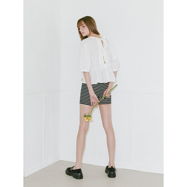 Medal Back ribbon blouse IVORY