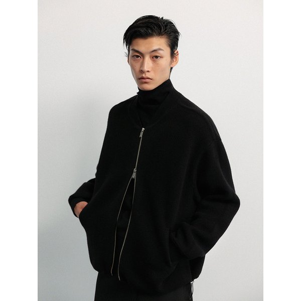 Fine merino wool bomber jacket_Ink black