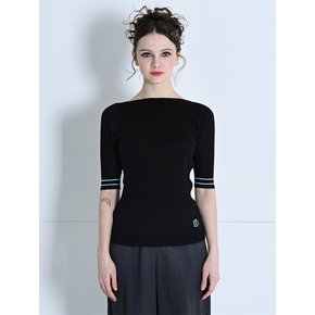 DAILY SHORT-SLEEVED KNIT TOP BLACK MBCSTO019BK