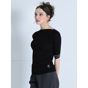 DAILY SHORT-SLEEVED KNIT TOP BLACK MBCSTO019BK