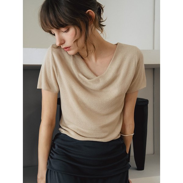 E Linen Feminine Drape Knit_2colors