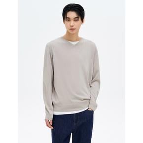 하이게이지 브이넥 니트 풀오버  베이지 (455351EQ3A)