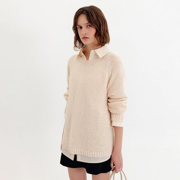 룩캐스트 틸 루즈 핏 네트 스웨터_오트밀 / TILL LOOSE FIT NET SWEATER_OATMEAL